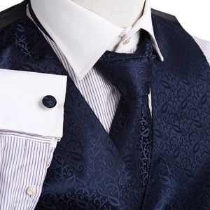 Navy Blue Designer Vest Set